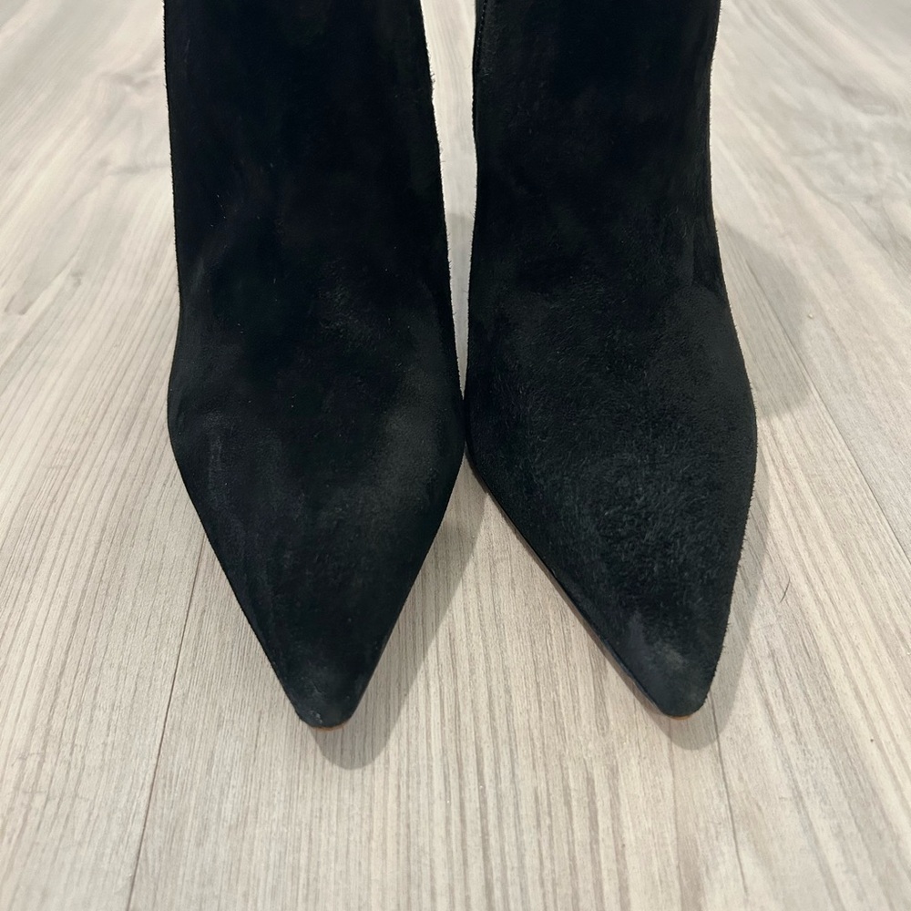 Vince Camuto Black Suede Pointed Toe Ankle Booties - Picture 4 of 9